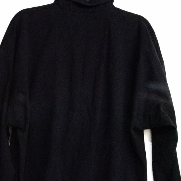 Vintage Mens Resort Black Long-Sleeve Pullover Sweater With Pockets & Ribbed Col - Picture 8 of 8